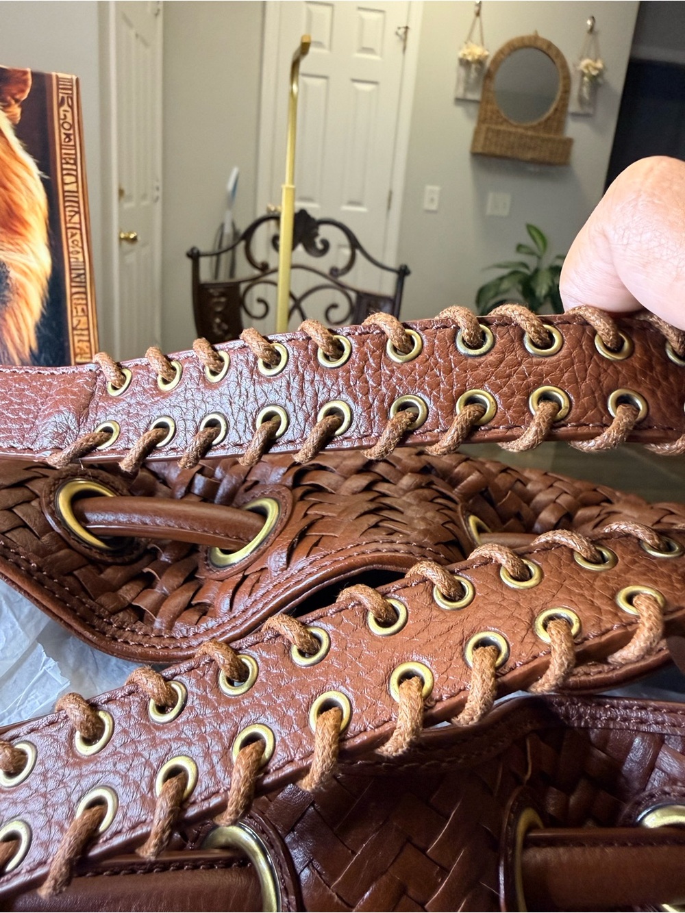 Cole Haan Braided Woven Leather Shoulder Hobo in Brown - Picture 5 of 8